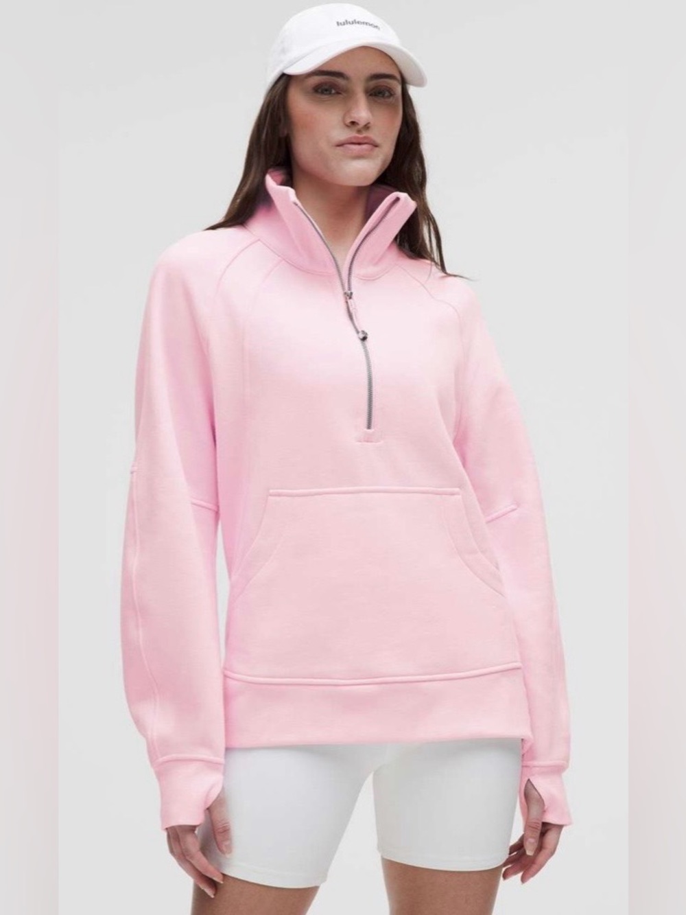 Lululemon Scuba Oversized Funnel Neck Half-Zip Long Pullover Pink Organza Size M